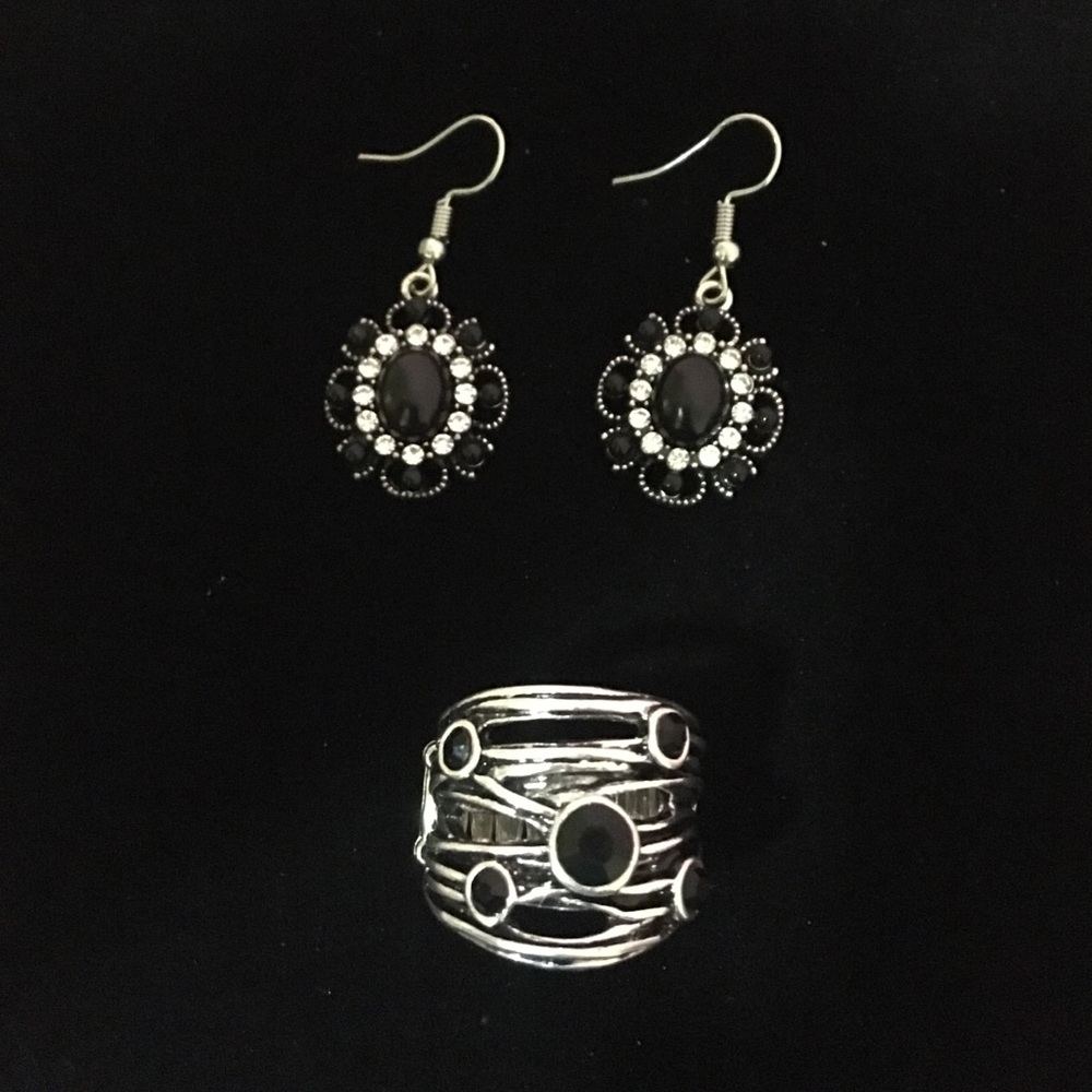 Brand new never used matching earrings and ring